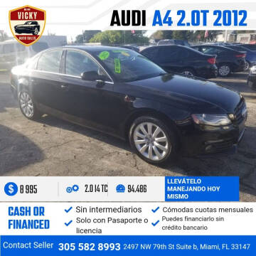 2012 Audi A4 for sale at Vicky Auto Sales llc in Miami FL