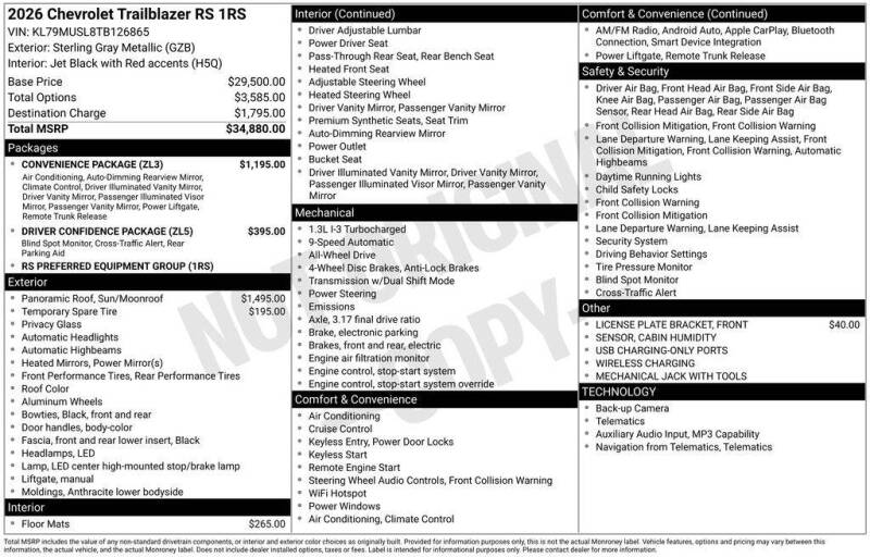 2026 Chevrolet TrailBlazer RS