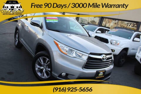 2014 Toyota Highlander for sale at West Coast Auto Sales Center in Sacramento CA