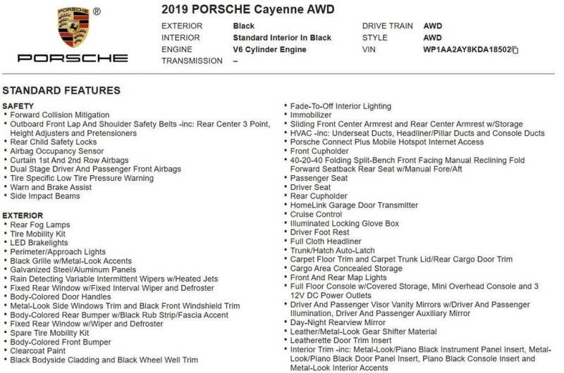 2019 Porsche Cayenne