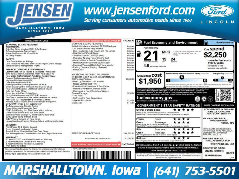 2020 Kia Telluride for sale at JENSEN FORD LINCOLN MERCURY in Marshalltown IA