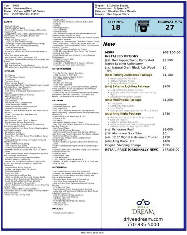 2020 Mercedes-Benz C-Class AMG C 63