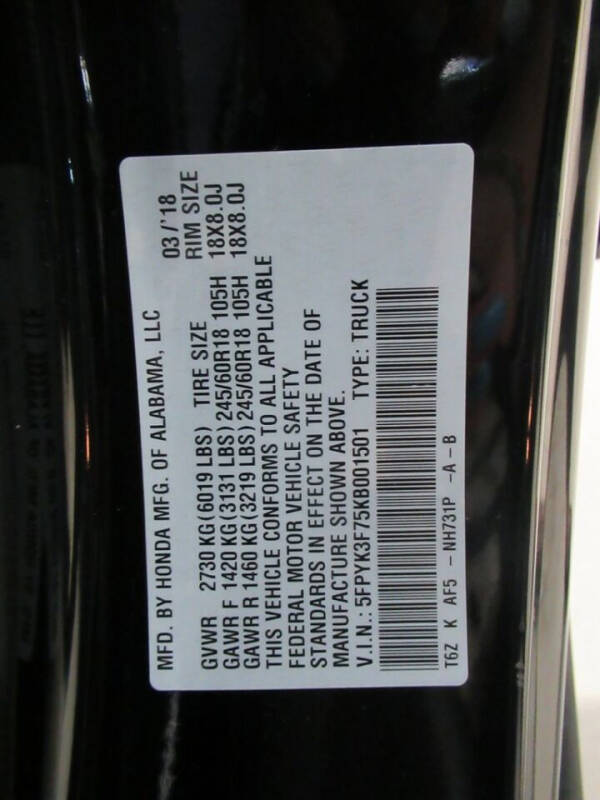 2019 Honda Ridgeline RTL-E