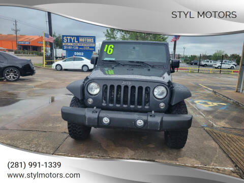 2016 Jeep Wrangler Unlimited for sale at STYL MOTORS in Pasadena TX