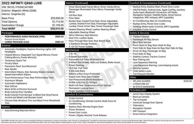2022 Infiniti QX60 Luxe