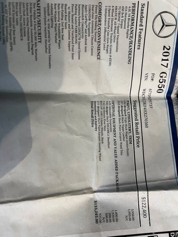 2017 Mercedes-Benz G-Class G 550