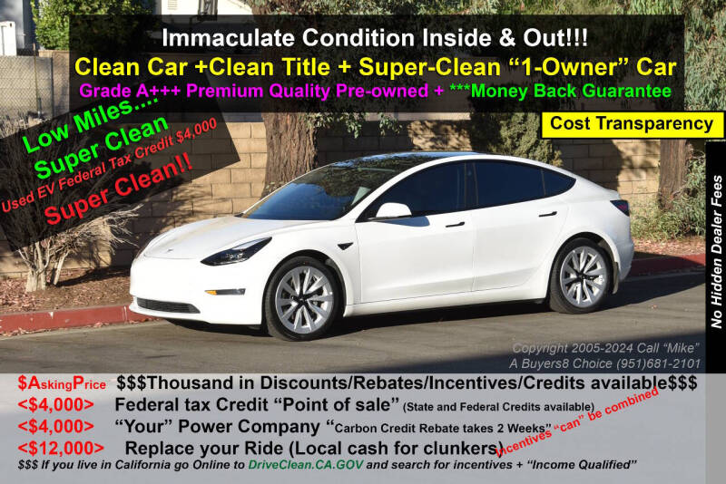 2021 Tesla Model 3 for sale at A Buyers Choice in Jurupa Valley CA