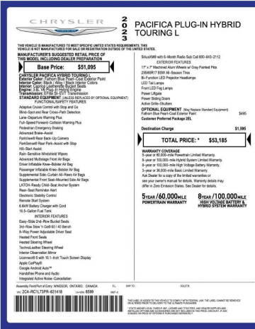 2023 Chrysler Pacifica Plug-In Hybrid Touring L