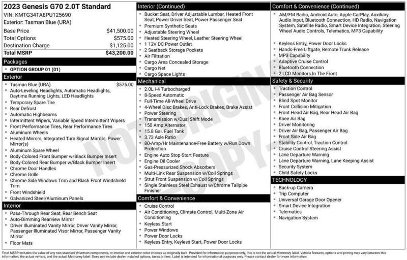 2023 Genesis G70