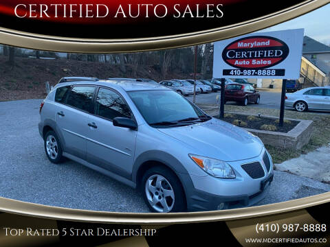 2005 Pontiac Vibe for sale at CERTIFIED AUTO SALES in Gambrills MD