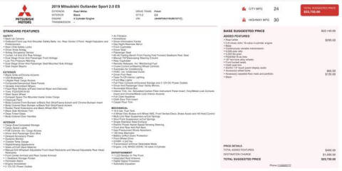 2019 Mitsubishi Outlander Sport