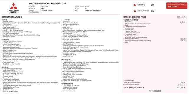 2019 Mitsubishi Outlander Sport