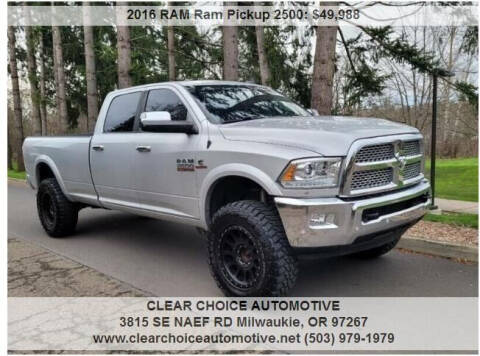 2016 RAM Ram Pickup 2500 for sale at CLEAR CHOICE AUTOMOTIVE in Milwaukie OR