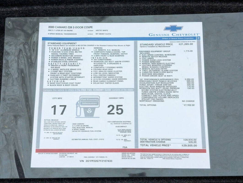 2000 Chevrolet Camaro