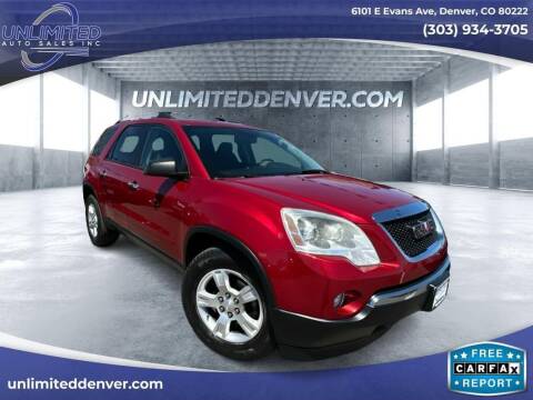 2012 GMC Acadia for sale at Unlimited Auto Sales in Denver CO