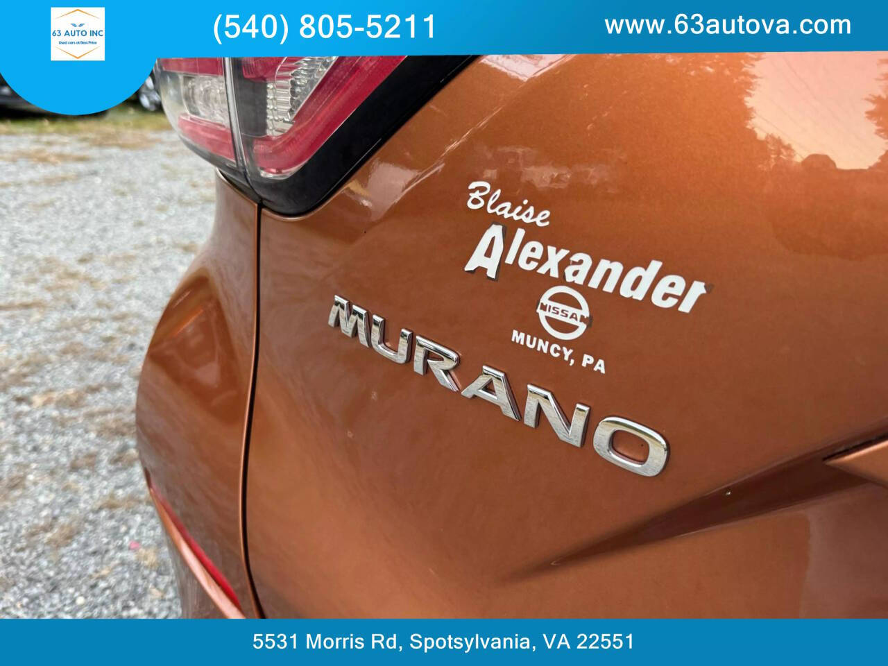 2015 Nissan Murano for sale at 63 Auto Inc in Spotsylvania, VA