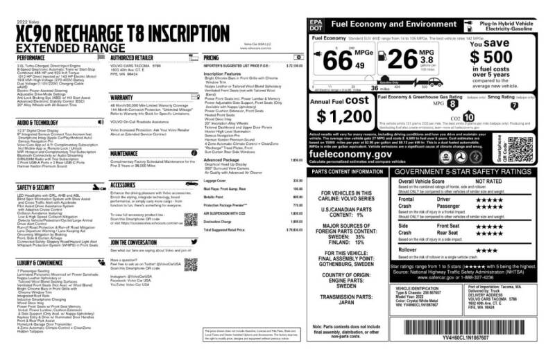 2022 Volvo XC90 Recharge T8 Inscription 7P