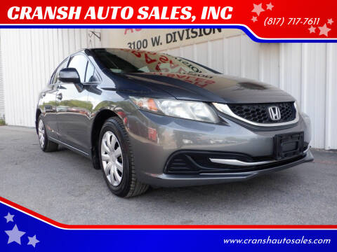 2013 Honda Civic for sale at CRANSH AUTO SALES, INC in Arlington TX