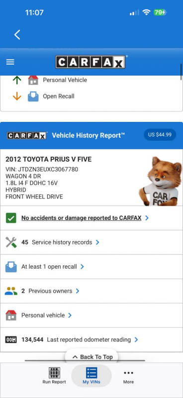 2012 Toyota Prius v Five