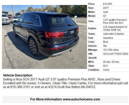 2017 Audi Q7 3.0T quattro Premium Plus