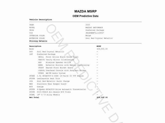 2020 Mazda Mazda3 Hatchback Preferred