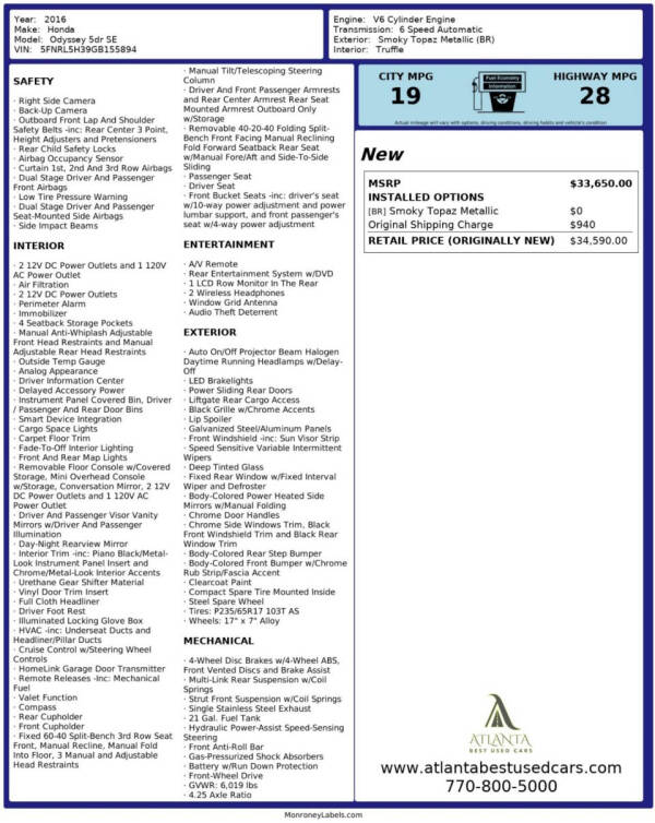 2016 Honda Odyssey SE