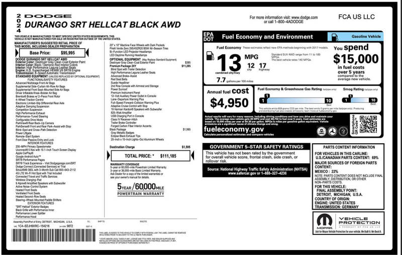 2024 Dodge Durango SRT Hellcat Premium