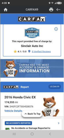 2016 Honda Civic EX