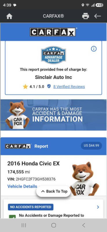 2016 Honda Civic EX