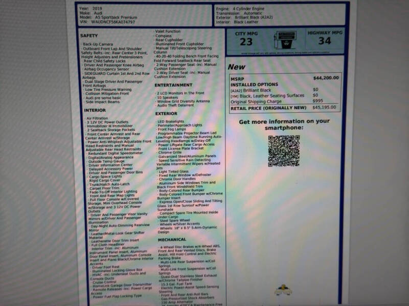 2019 Audi A5 Sportback quattro Premium 45 TFSI