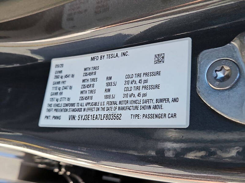 2020 Tesla Model 3 Standard Range Plus