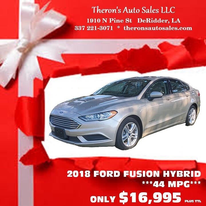 2018 Ford Fusion Hybrid for sale at Theron's Auto Sales, LLC in Deridder, LA