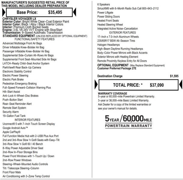 2023 Chrysler Voyager LX