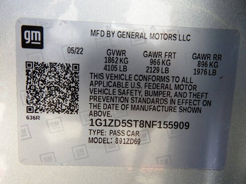 2022 Chevrolet Malibu Sedan - $21,900