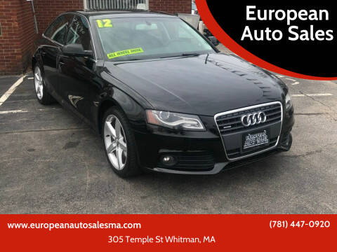 2012 Audi A4 for sale at European Auto Sales in Whitman MA