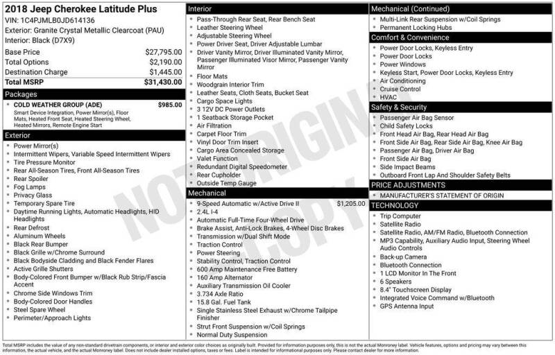 2018 Jeep Cherokee Latitude Plus