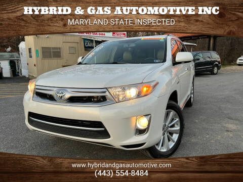 2012 Toyota Highlander Hybrid for sale at Hybrid & Gas Automotive Inc in Aberdeen MD