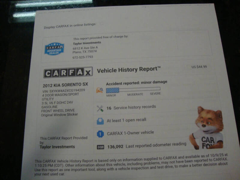 2012 Kia Sorento SX