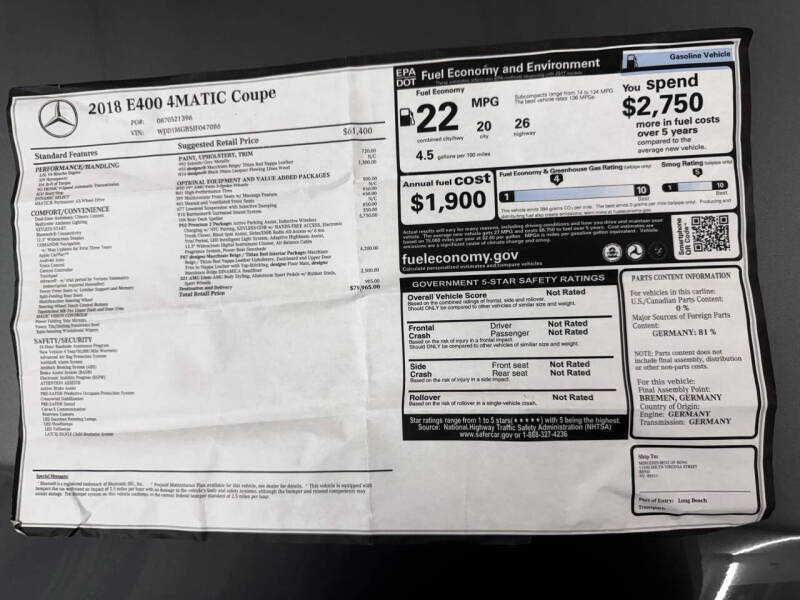 2018 Mercedes-Benz E-Class E 400 4MATIC