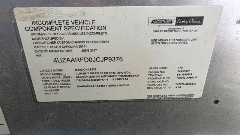 2018 Freightliner MT55 Chassis