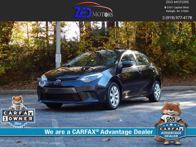 2015 Toyota Corolla for sale at Zed Motors in Raleigh NC