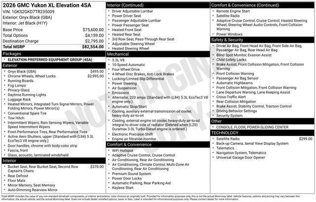 2026 GMC Yukon XL Elevation