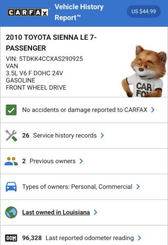 2010 Toyota Sienna LE 7-Passenger