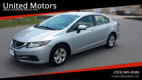 2015 Honda Civic for sale at United Motors in Fredericksburg VA