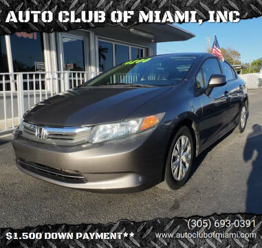 2012 Honda Civic for sale at AUTO CLUB OF MIAMI, INC in Miami FL