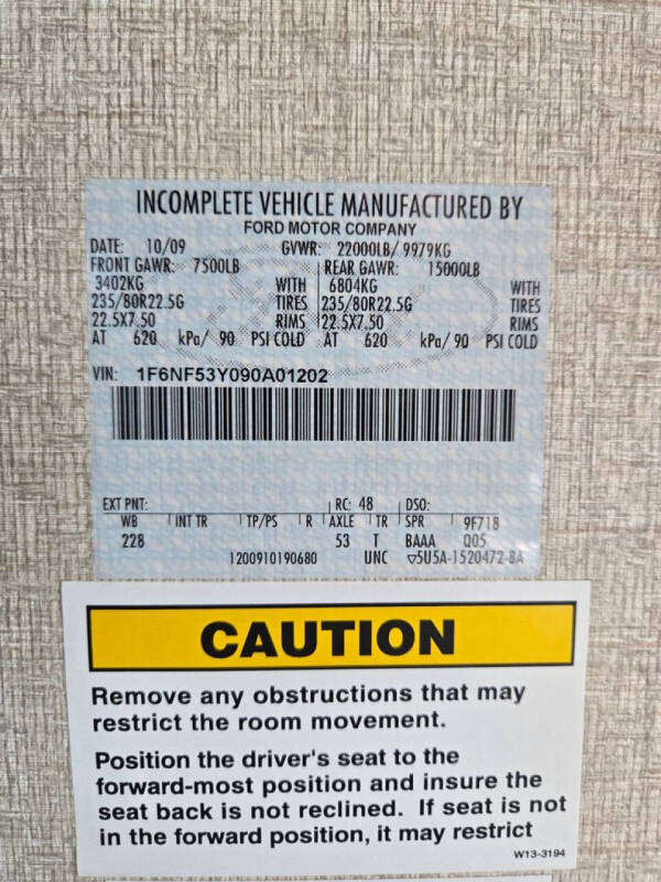 2009 Ford Motorhome Chassis