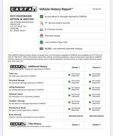 2019 Volkswagen Arteon SE 4Motion