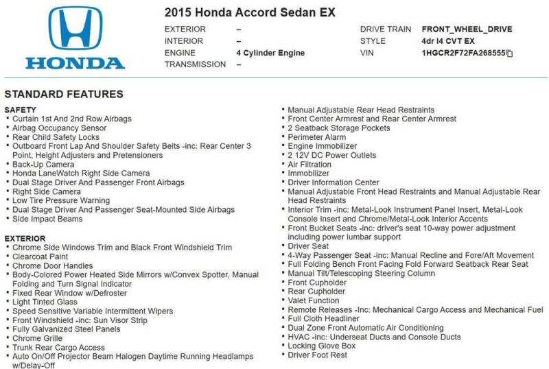 2015 Honda Accord EX
