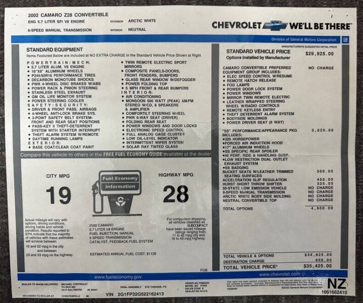 2002 Chevrolet Camaro Z28