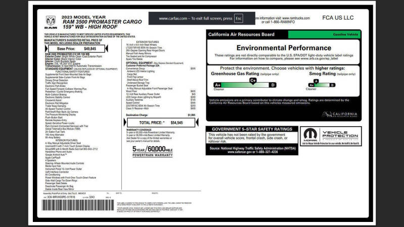 2023 RAM ProMaster 3500 159 WB